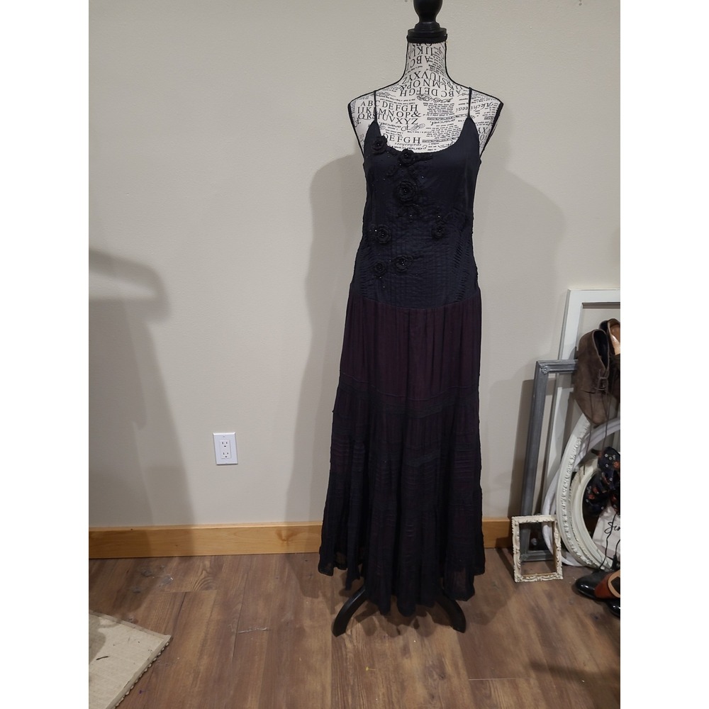British India Traveller Gothic Romance steam punk Black midi dress Women SZ 5